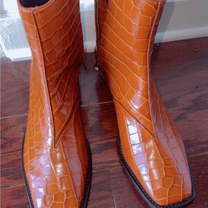 AMIRI Orange Crocodile Pattern Boots